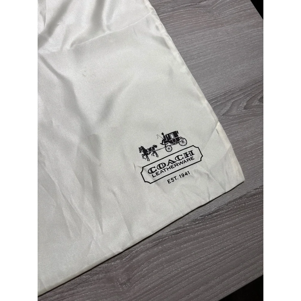 Coach Large Cream White Satin Drawstring Dust Bag Logo Storage Cover Designer